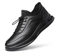 CHUIKUAJ Chef black leather shoes for men, waterproof shock-absorbing soft-soled work shoes, lightweight sports casual shoes,Y6977-42