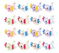 CHUJIANMORUI Mini Axolotl Figures, 16 Pcs 8 Colors Luminous Little Resin Axolotl Miniature Axolotl Charms Tiny Small Animal Figurines Ornament Toy for DIY Craft Dollhouse Landscape Potted Plant