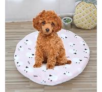 Chukamalilayi Round Dog Bed Mat Fleece Pet Bed Cushions,Double-sided Cat/Dog Mattress Warm Dog Crate Mat for Small Pet Cat Puppy Washable (C, 1pcs-M(50cm))