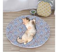 Chukamalilayi Round Dog Bed Mat Fleece Pet Bed Cushions,Double-sided Cat/Dog Mattress Warm Dog Crate Mat for Small Pet Cat Puppy Washable (E, 1pcs-L(60cm))