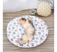 Chukamalilayi Round Dog Bed Mat Fleece Pet Bed Cushions,Double-sided Cat/Dog Mattress Warm Dog Crate Mat for Small Pet Cat Puppy Washable (B, 2pcs-M(50cm))
