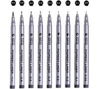 CHUKCHI Black Micro-Pen Fineliner Ink Pens Waterproof Archival Ink Fine Point Micro Pens for Sketching, Anime, Manga, Comic, Artist Illustration, Technical Drawing, Bullet Journaling-Set of 9