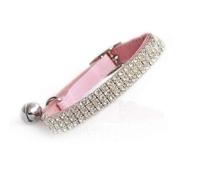 CHUKCHI Soft Velvet Safe Cat Adjustable Collar Bling Diamante with Bells,11 inch for Small Dogs and Cats (Pink) …