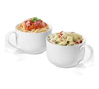 Chulan Large 25 oz Lightweight Fine Bone China Mugs Set of 2, White Ceramic Soup Mugs with Handle, Jumbo Coffee Porcelain Mug, Latte, Milk, Cappuccino Tea Microwave Safe, Easy to Clean Microwave Safe