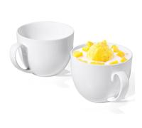 Chulan Large White Bone China Soup Coffee Mugs, 22 oz Lightweight Jumbo Porcelain Mugs Set of 2, Ceramic Extra Big Cups with Handles for Hot Drink Cereal Salads Desserts Coffee Tea Latte Cocoa Juice
