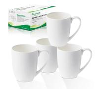 Chulan White Over 45% Bone Content Fine Bone China Coffee Mugs 10 oz, Lightweight Porcelain Cups for Espresso Latte Mocha Cappuccino, Luxury Thin Ceramic Tea Cup Set of 4, Dishwasher Microwave Safe