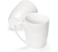 Chulan White Thin Over 45% Bone Content Fine Bone China Coffee Mugs 10 oz, Lightweight Porcelain Cups for Espresso Latte Mocha Cappuccino, Luxury Ceramic Tea Cup, Set of 2 Dishwasher Microwave Safe