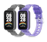CHULN 2 Pieces Transparent Silicone Strap Compatible with Xiaomi Smart Band 9 Active Colour Changing Strap Replacement Strap, Black White Purple, xiaomi smart band 9 active