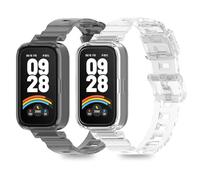 CHULN 2 Pieces Transparent Silicone Strap Compatible with Xiaomi Smart Band 9 Active Colour Changing Strap Replacement Strap, transparent black, xiaomi smart band 9 active