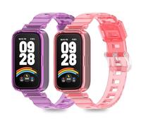 CHULN Pack of 2 Transparent Silicone Bracelets Compatible with Xiaomi Smart Band 9 Active Bracelet, Colour Changing Bracelet Suitable for Xiaomi Smart Band 9 Active Replacement Strap, xiaomi smart