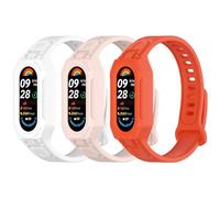 CHULN Silicone Strap Compatible with Xiaomi Mi Band 9/8, One Piece Strap Compatible with Mi Band 9/8/7/6/5 Replacement Strap, White-Pink-Orange, Xiaomi Mi band 9/8/7/6/5