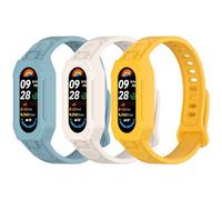 CHULN Silicone Strap Compatible with Xiaomi Mi Band 9/8, One Piece Strap Compatible with Mi Band 9/8/7/6/5 Replacement Strap, Blue-White-Yellow, Xiaomi Mi band 9/8/7/6/5