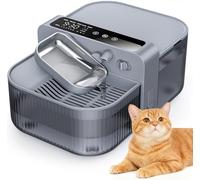 Chumajor 3.5L Wireless Cat Water Fountain with No Filters, 180-Day Battery & Precision Flow Control,Smart Pet Water Dispenser with Wastewater Separation & Custom Scheduling for Cats & Dogs, Grey