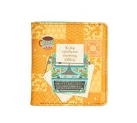 Chumbak Floral Typewriter Mini Wallet - Mustard, Quirky Typewriter Print, Faux Leather, Women's Fashion-Conscious Everyday Use