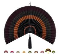 ChumDecor Bamboo Fan Wall Decor, Japanese Wall Fan Decoration, Ebony 31 in | Cute Decorative Oriental and Asian Style Hanging Piece for Above the Bed Headboard Nightstand or Small Living Room