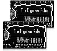 Chumia 2 Pcs The Pocket Ruler Engineer 3 Inch Small Metal Engineering Ruler Protractor Compass Scale Metric Mini Measuring Multitool Techie Graduation Gadget Gift for Mechanical Civil Engineers