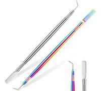 Chumia 2 Pieces Lash Tool Eyelash Separator Tool Stainless Steel Metal Lash Perm Lift Rods for Eyelash Eyebrow Comb Perming Tinting Curling Extensions Supplies(Multi Color,Silver)
