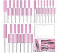 Chumia 30 Pcs Diamond Chainsaw Sharpener Stone Bit High Hardness Chainsaw Sharpening Titanium Plated Wheels Grinding Tool for Electric Chain Saw Jewelry Stone, 5/32, 3/16, 7/32 Inches (Pink)