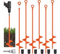Chumia 6 Pcs 18 Inch Ground Anchor Spiral Blade Heavy Duty Earth Anchors Swing Set Metal Shed Kit for Garden Securing Trees Tents Trampoline Canopies Shelters (Orange)