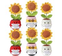 Chumia 6 Pcs Teacher Appreciation Gift Handmade Crochet Sunflower Teacher Gift Thank You for Helping Me Grow Positive Support Plant Gifts for Women Friend Graduation Present End Day of School Favors