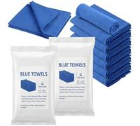 Chumia 8 Pack Blue Surgical Huck Towels 100% Cotton Lint-free Highly Absorbent Cleaning Cloths Disposable Multi-purpose Rags for Window Glass Kitchen Tattoo Auto Detailing & Home 17" x 27"