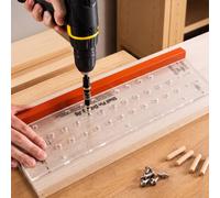 Chumia Shelf Pin Jig Kit, 18.9 Inch Acrylic Level Hardware Clamp Hole Drilling Guide with 1/4" Self-Centering Drill Bit, Woodworking Positioning Locator for Cabinet Shelf Support Installation