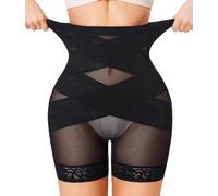 Chumian High Waisted Shapewear Shorts with Lace Trim - Tummy Control & Butt Lift Seamless Knickers, Postpartum Recovery Body Shaper Pants for Women, Invisible Underwear for Dating Office Daily Wear