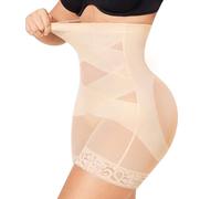 Chumian High Waisted Shapewear Shorts with Lace Trim - Tummy Control & Butt Lift Seamless Knickers, Postpartum Recovery Body Shaper Pants for Women, Invisible Underwear for Dating Office Daily Wear