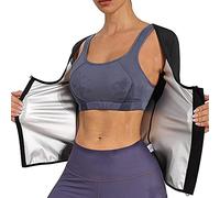 Chumian Women Sweat Sauna Suit Waist trainer Vest Hot Sweat Jacket Long Sleeve Zipper Slimming Shaper (Black, XXL)