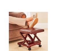 Chums Adjustable Footstool Cushion Padded Foldable Portable Foot Rest Great for Resting or Changing Shoes Mahogany