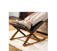 Chums Adjustable Rocking Footstool Solid Wood Ergonomic Leg Rest Mahogany | Rocking Footrest with Leather Effect Cushions, Three Height Settings, Folds Flat for Easy Storage