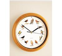 Chums Bird Song Wall Clock with 12 British Bird Calls, Battery Operated Quartz Movement with Quiet Night Mode Wood