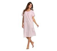 Chums Ladies 100% Cotton Lightweight Dobby Pintuck Short Sleeve Nightdress with Button Placket & Pintuck Detail Pink 20-22
