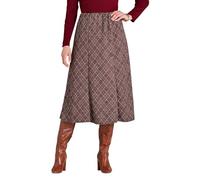 Chums Ladies 6 Panel Diamond Check Skirt Elasticated Waist, Check Print with Adjustable Length Chocolate 18