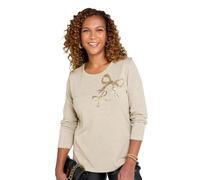 Chums Ladies Bow Sequin Warm Knitted Long Sleeve Top with Diamante Trim | Women's Soft Handle Gentle Stretch Blouse with Sparkle Detailing
