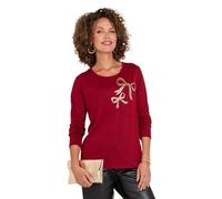 Chums Ladies Bow Sequin Warm Knitted Long Sleeve Top with Diamante Trim | Women's Soft Handle Gentle Stretch Blouse with Sparkle Detailing