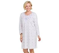 Chums Ladies Brushed Fleece Nightdress - Super Soft Long Sleeve Winter Nighty with Satin Bow Trim - Cosy Women’s Night Dress UK Sizes 8-26 Blue 20-22