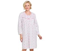 Chums Ladies Brushed Fleece Nightdress - Super Soft Long Sleeve Winter Nighty with Satin Bow Trim - Cosy Women’s Night Dress UK Sizes 8-26 Pink 12-14