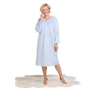 Chums Ladies Brushed Fleece Print Nightdress Supersoft Long Sleeve Warm Winter Nightie with Satin Bow & Button Front Blue 20-22