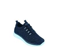 Chums Ladies Bungee Wide E Fit Knitted Glitter Fabric Trainer with Flexisole, Cushioned Ankle Collar and Padded in-Sock Navy 4
