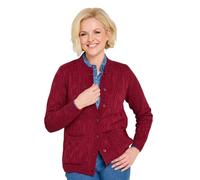 Chums Ladies Cable and Diamond Design Cardigan Knit Fabric with Patch Pockets Wine 14-16
