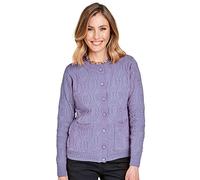 Chums Ladies Cable & Diamond Knit Cardigan with Patch Pockets Lavender