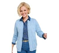 Chums Ladies Cable & Diamond Knit Cardigan with Patch Pockets | Women's Cable and Diamond Pattern with Crew Neck, Button-Through Front, Two Spacious Pockets
