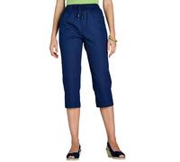 Chums Ladies Cotton Crop Trousers - Lightweight Cropped Summer Trousers with Elasticated Drawcord Waist - Breathable Cool Fit Navy 12