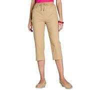 Chums Ladies Cotton Crop Trousers - Lightweight Cropped Summer Trousers with Elasticated Drawcord Waist - Breathable Cool Fit Sand 12