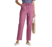 Chums Ladies Cotton Trousers with Elasticated Drawcord Waist, Lightweight 100% Cotton Casual Trousers with Pockets Heather 16 Long