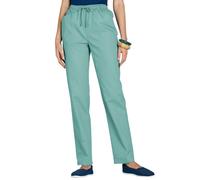 Chums Ladies Cotton Trousers with Elasticated Drawcord Waist, Lightweight 100% Cotton Casual Trousers with Pockets Green 16 Short