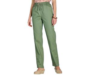 Chums Ladies Cotton Trousers with Elasticated Drawcord Waist, Lightweight 100% Cotton Casual Trousers with Pockets Green 12