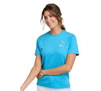 Chums Ladies Crew Neck Embroidered t-Shirt, Soft Cotton Blend Short Sleeve Top with Picot Trim Turquoise 22-24