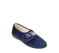 Chums Women's Dr Keller Embroidered Faux Fur Lined Slippers, Touch Fastening, EE in Navy | Size: 8 Chums Navy 8